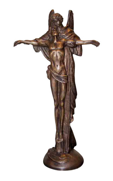 Jesus Attended by Angel Bronze Religious Sculpture